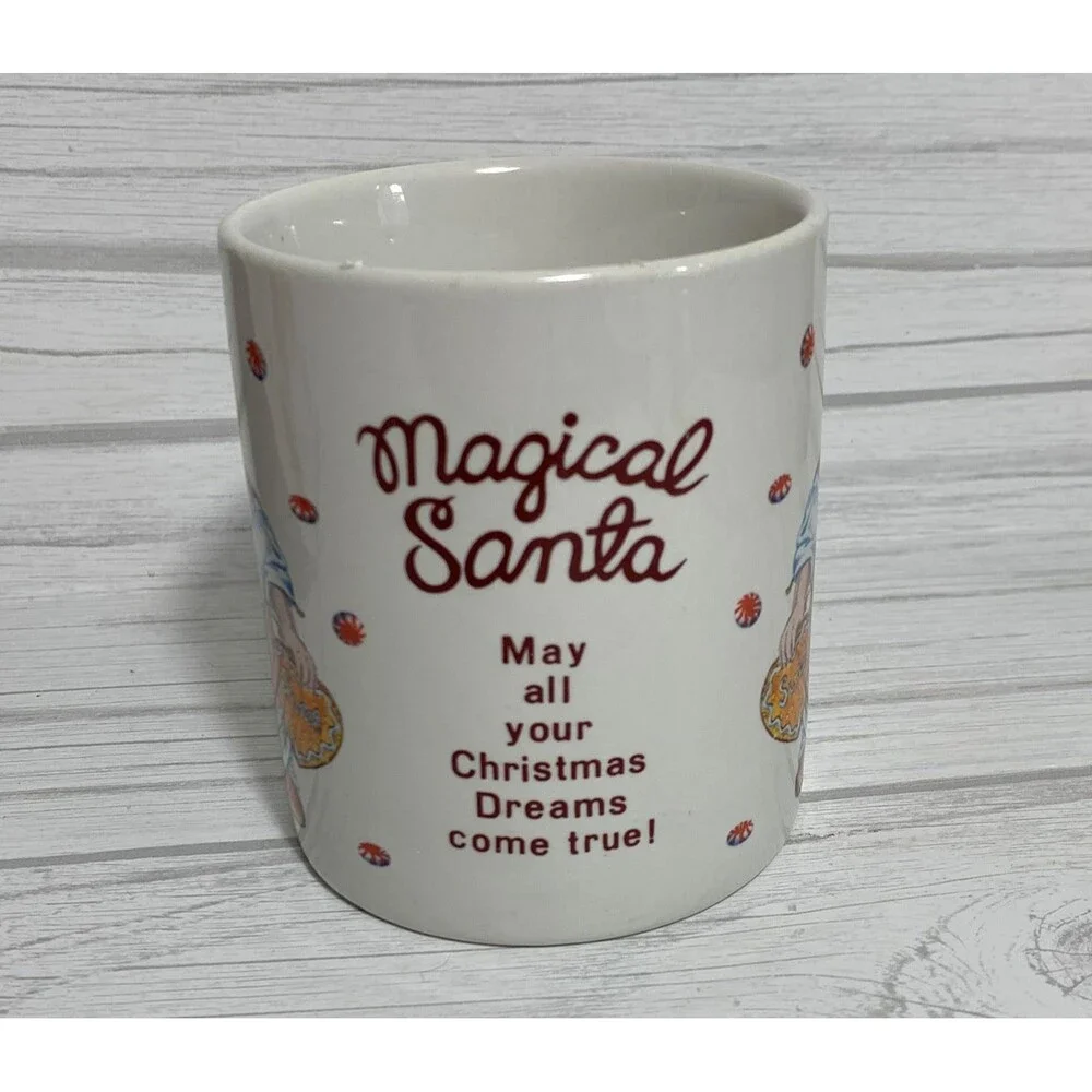 Vintage Santa's Magical Cookies Plate and Mug Cup Set Stoneware Christmas Decor